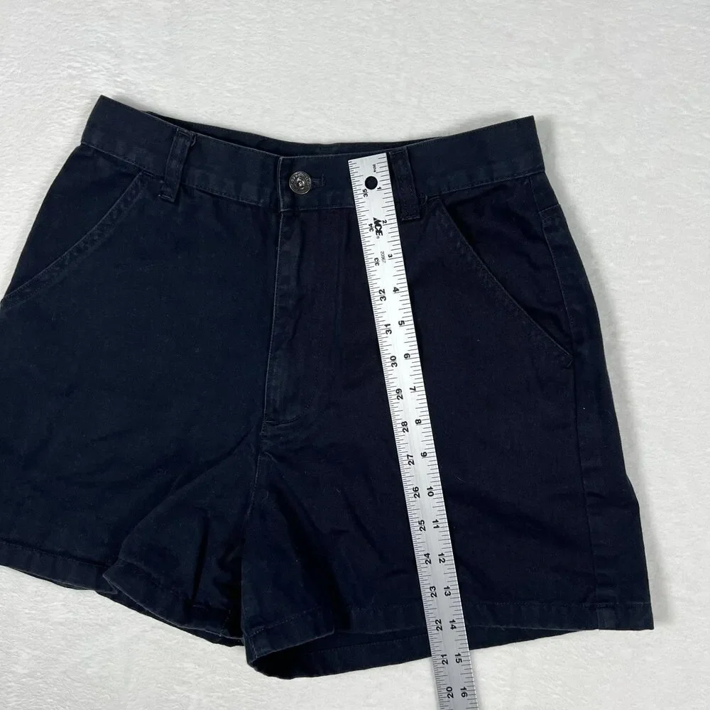 DKNY Jeans Womens Shorts Size 8 Black Denim High Waisted Back Buckle Vintage